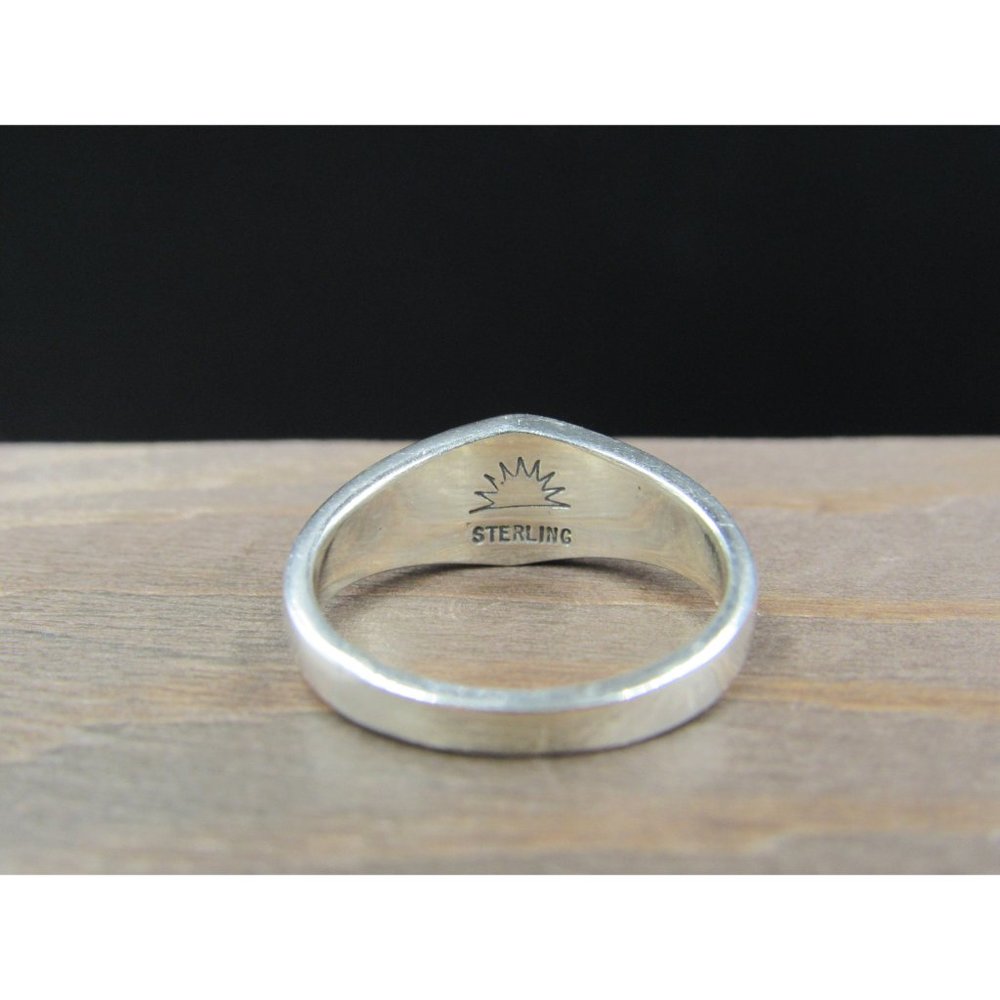 Size 8 Sterling Silver Purple And White Inlay Quality Band Ring Vintage - Picture 4 of 7